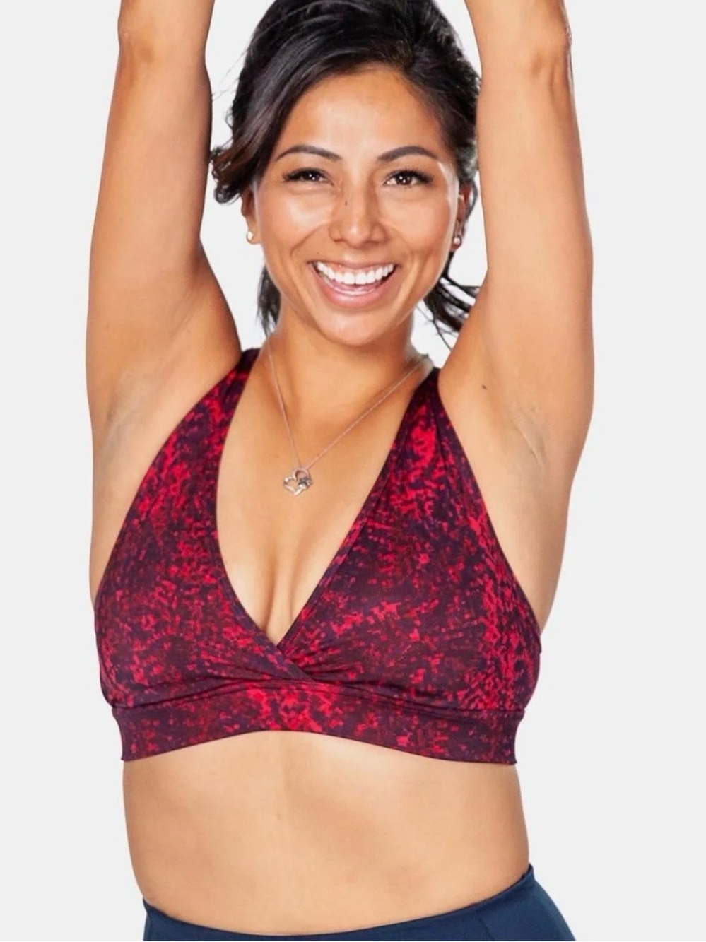 Handful Y- Back Maximum Support Racerback Sport Bra Red/Black Woman’s Size L